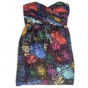 Shoshanna Silk Floral Abstract Print Strapless Ruched Corset Mini Dress 6